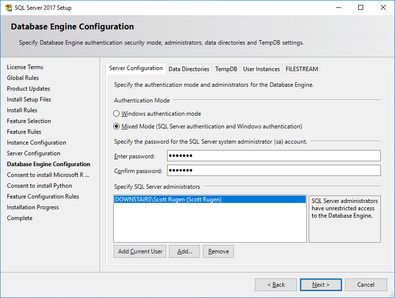 SQL Server Database Engine Configuration