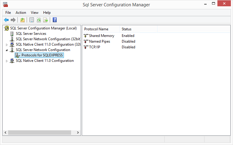 SQL Config. Manager Network